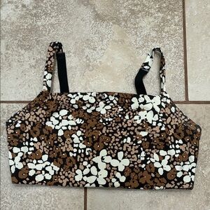 Aerie Black and Brown Floral Sports Bra